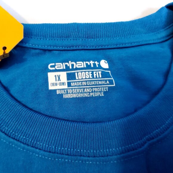 Carhartt Womens Loose Fit Heavyweight Short-Sleeve Pocket T-Shirt Size 1X Blue - Picture 9 of 10